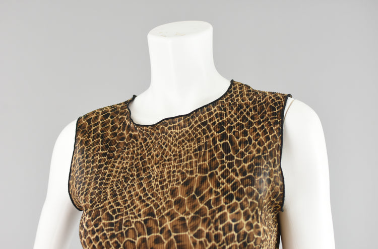 90s Animal Print Crinkle Asymmetrical Top Size 8