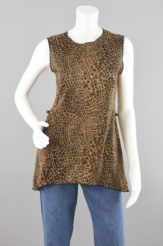 90s Animal Print Crinkle Asymmetrical Top Size 8