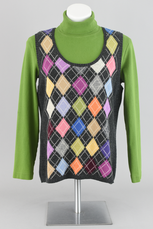 90s Talbots Wool Argyle Colorful Sweater Vest Large