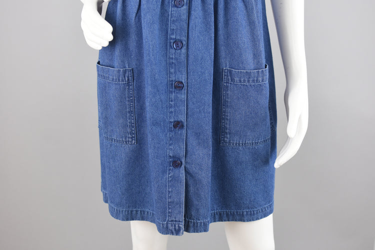 90s Babydoll Jean Dress with Daisies Women's Large