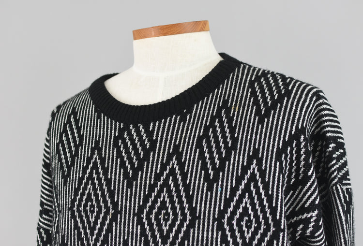 90s Slouchy Geometric Grunge Sweater Men's 2XL