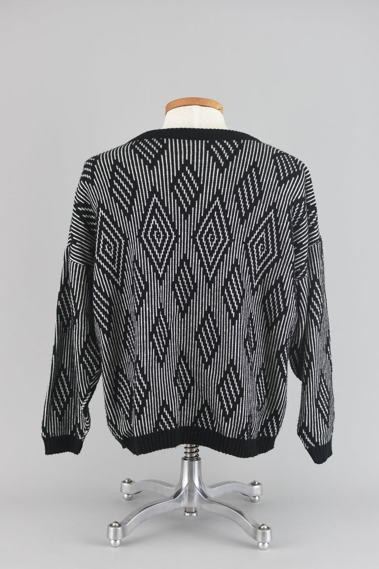 90s Slouchy Geometric Grunge Sweater Men's 2XL