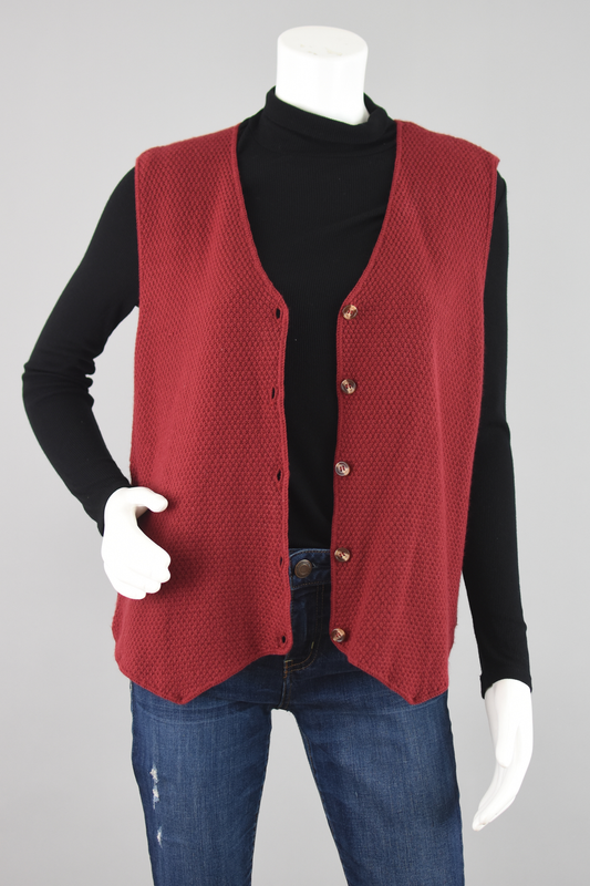 Y2K Burgundy Lightweight Knit Spring Vest, Blair Women's Medium