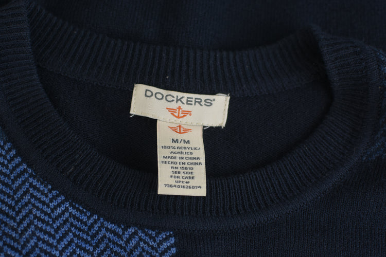 Dockers Blue Colorblock Acrylic Knit Sweater Men's Medium