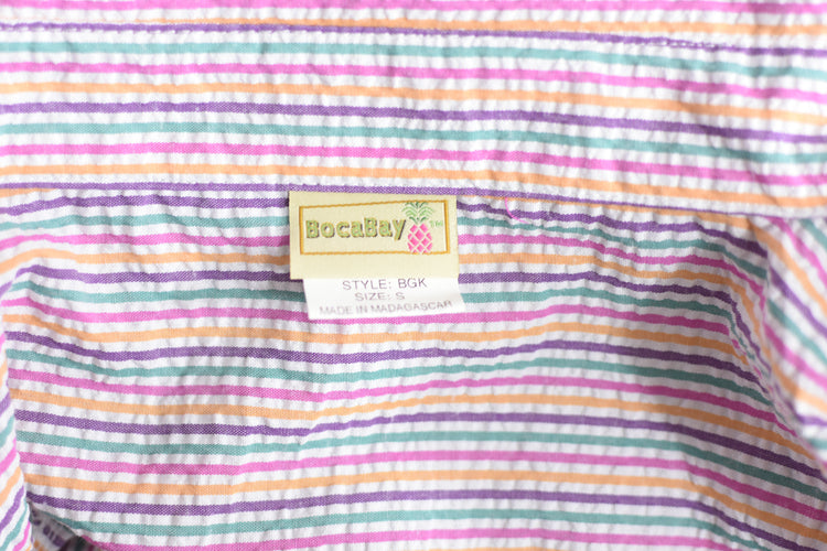 90s Bright Colors Button Down Striped Top Small