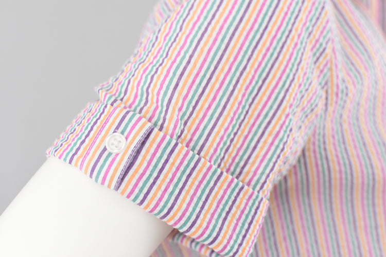 90s Bright Colors Button Down Striped Top Small