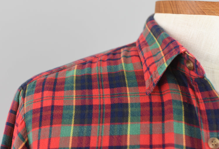 90s Flannel Red Plaid Long Sleeve Shirt Claybrooke Men's Large