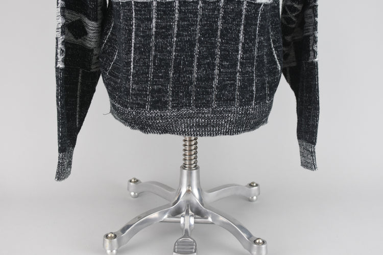 90s Black & Gray Geometric Grunge Sweater Men's Small