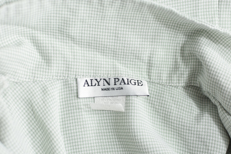 90s Pastel Green Plaid Fitted Blouse Small