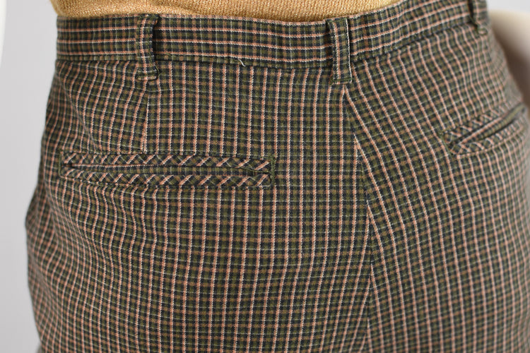 Y2K White Stag Green High Waisted Plaid Pants, Women's Size 14, 32" Waist