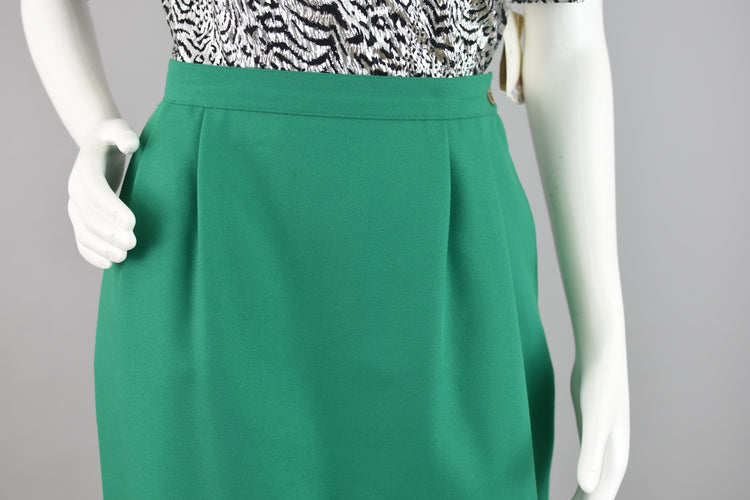 80s Green High Waist Pencil Skirt Women's Size 8, 28" Waistline