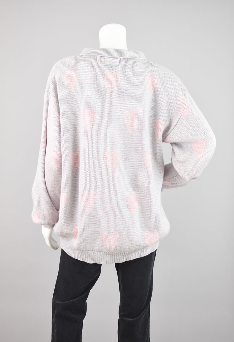 80s Pastel Valentine's Day Hearts Sweater, Women's Size 14 - 16