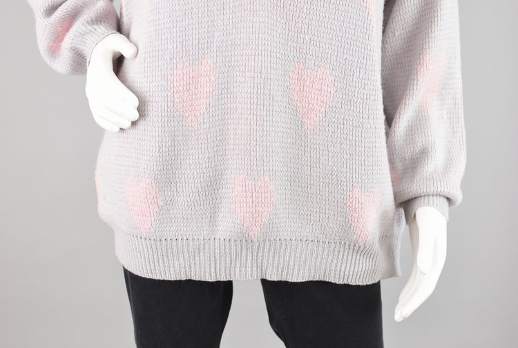 80s Pastel Valentine's Day Hearts Sweater, Women's Size 14 - 16