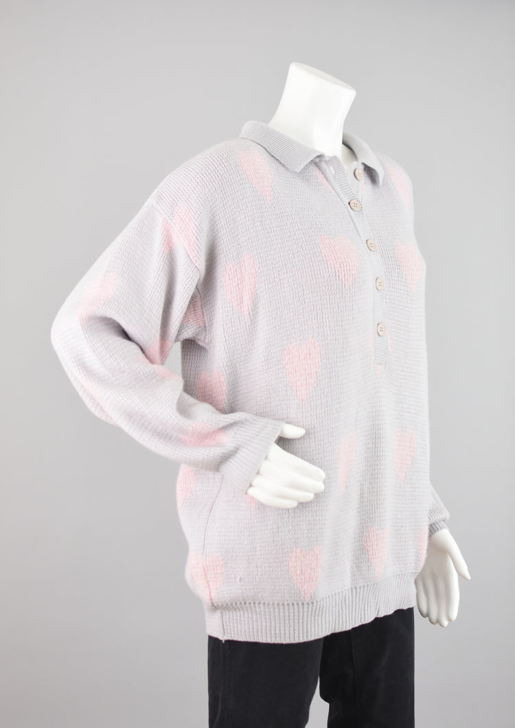 80s Pastel Valentine's Day Hearts Sweater, Women's Size 14 - 16