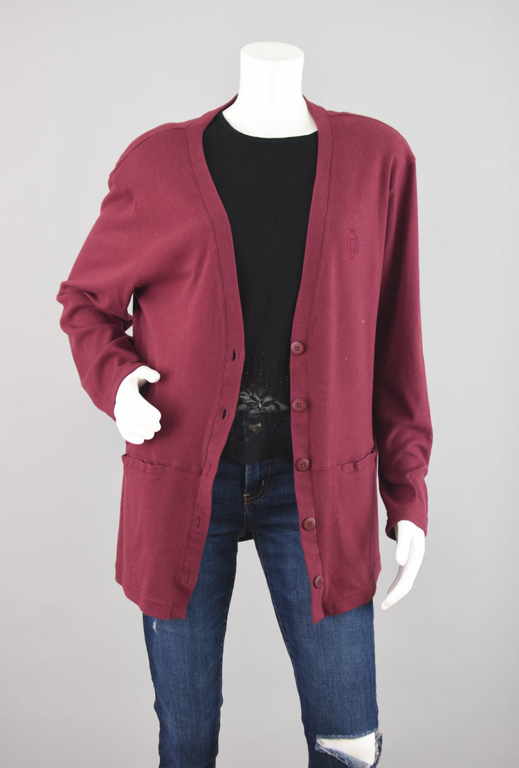 80s Jaclyn Smith Sport Burgundy Oversized Cardigan Women’s Medium