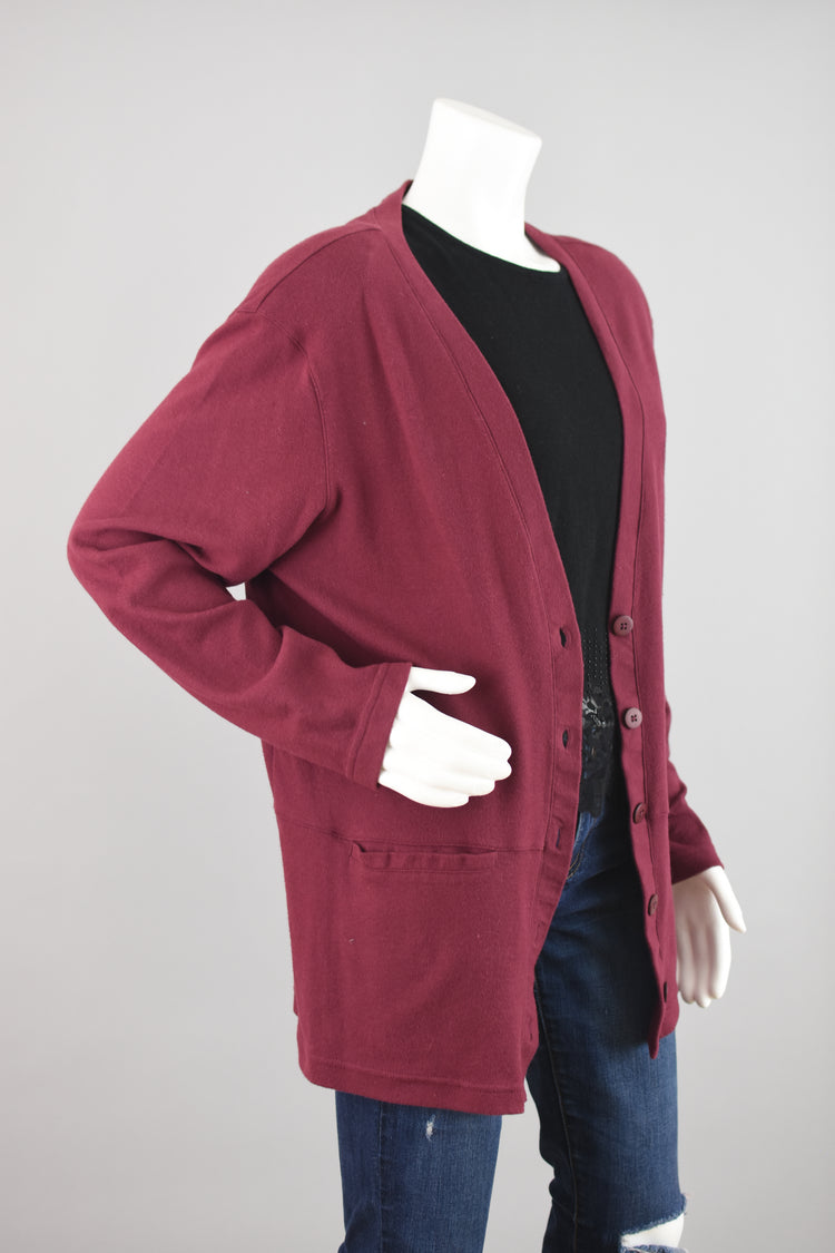 80s Jaclyn Smith Sport Burgundy Oversized Cardigan Women’s Medium