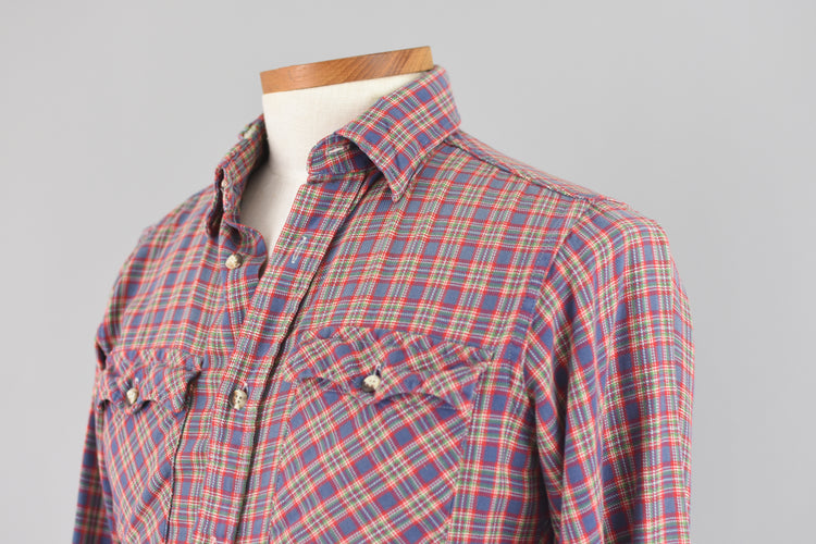 70s Plaid Button Down Shirt Unisex Small - Medium