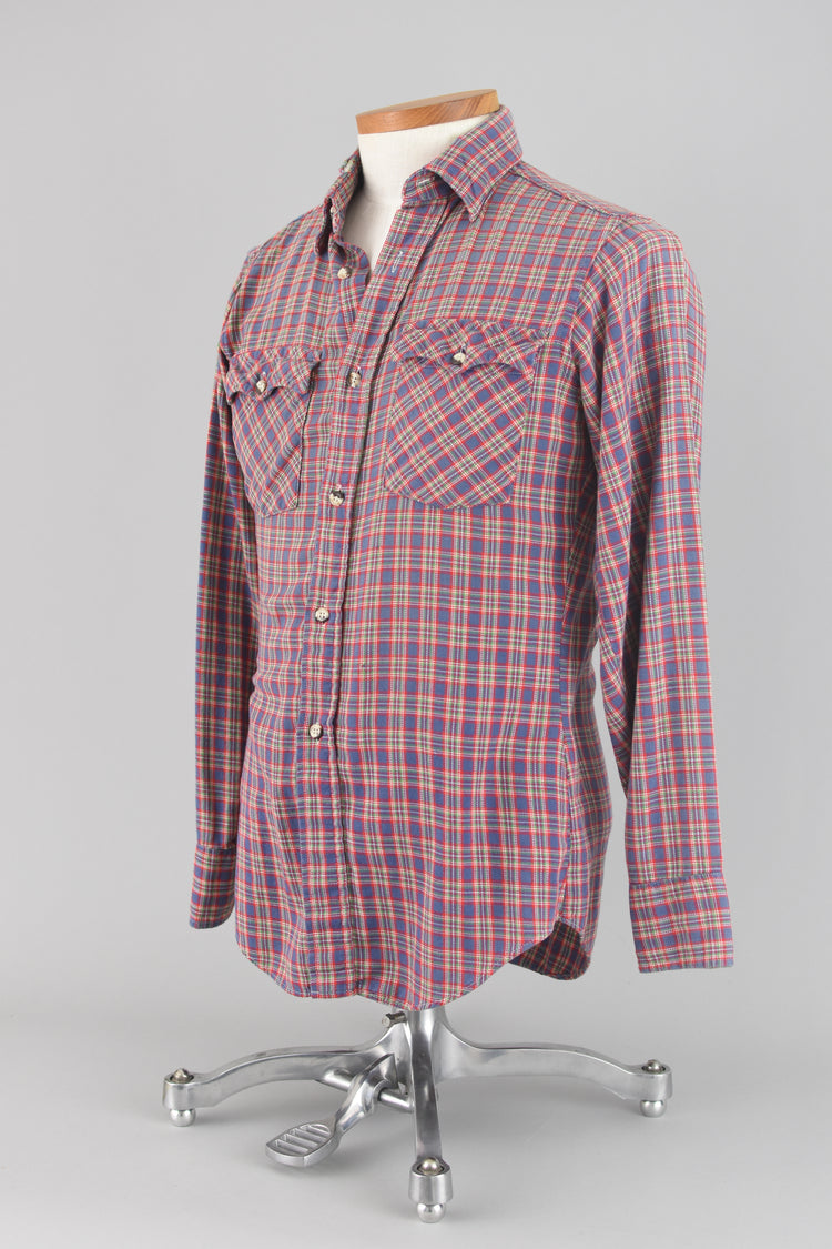 70s Plaid Button Down Shirt Unisex Small - Medium