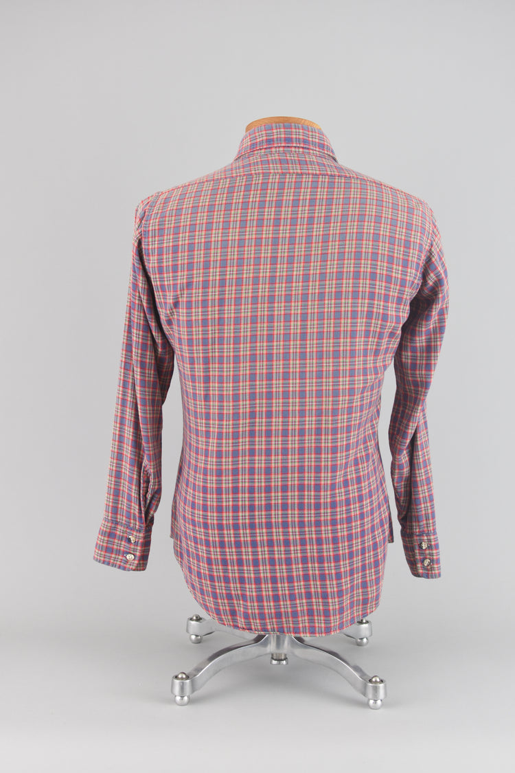 70s Plaid Button Down Shirt Unisex Small - Medium