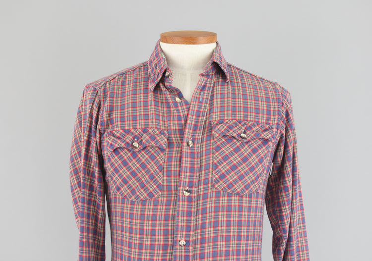 70s Plaid Button Down Shirt Unisex Small - Medium