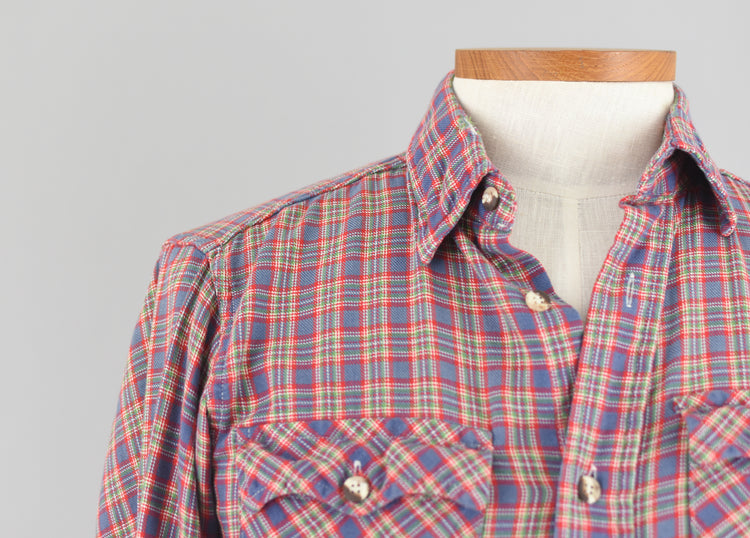 70s Plaid Button Down Shirt Unisex Small - Medium