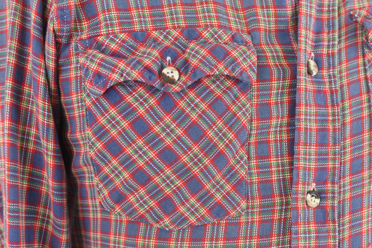 70s Plaid Button Down Shirt Unisex Small - Medium