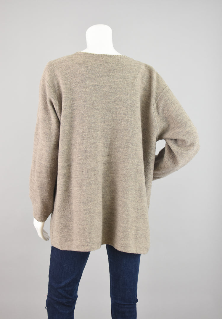 90s Brown Merino Wool Cardigan Women's Extra Large