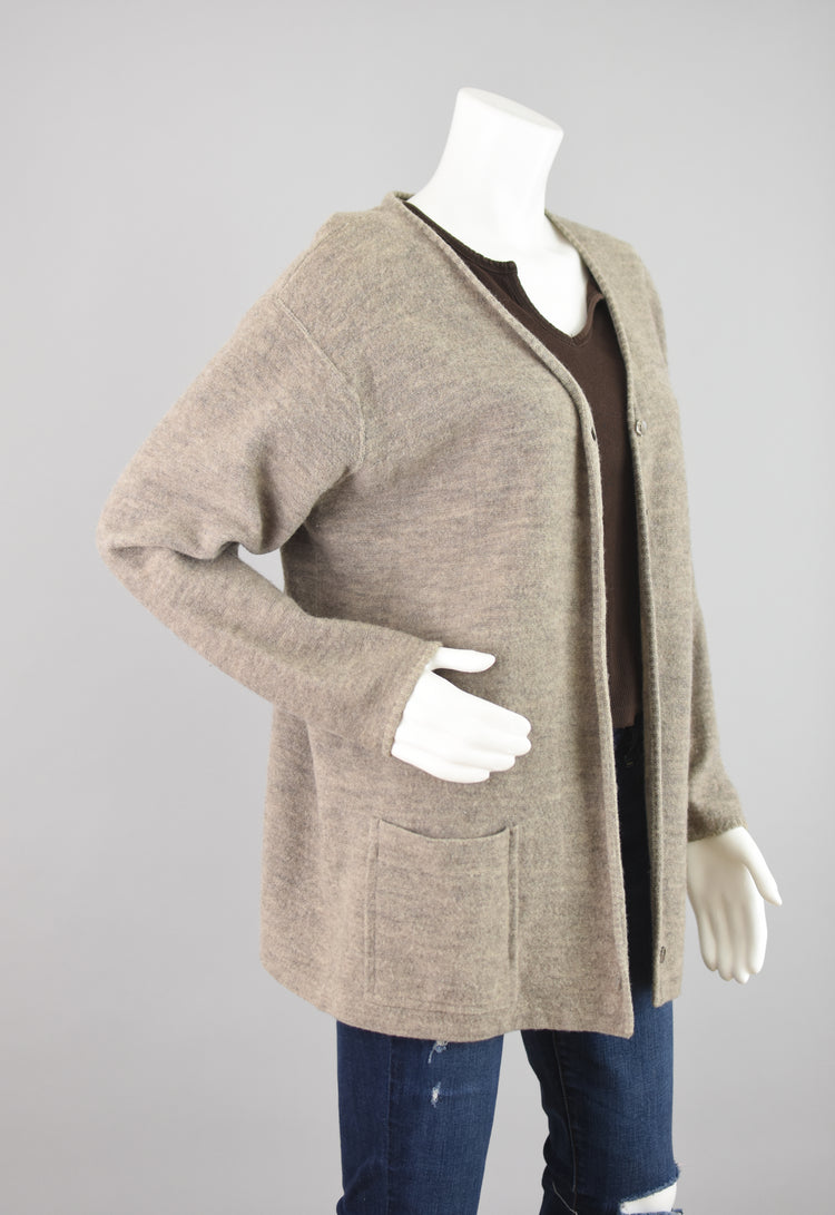 90s Brown Merino Wool Cardigan Women's Extra Large