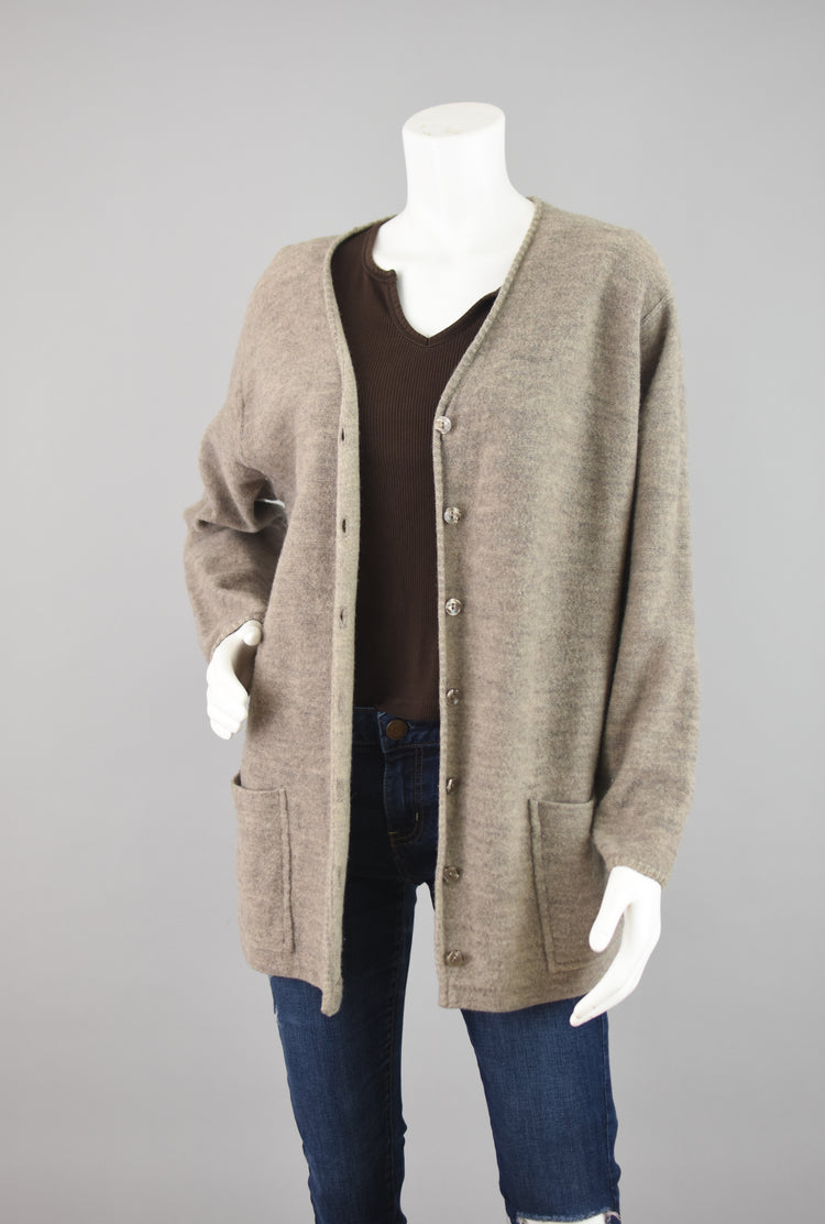 90s Brown Merino Wool Cardigan Women's Extra Large