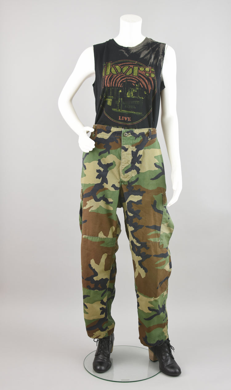 90s High Waist Camouflage Cargo Army Pants, Men's Large Short