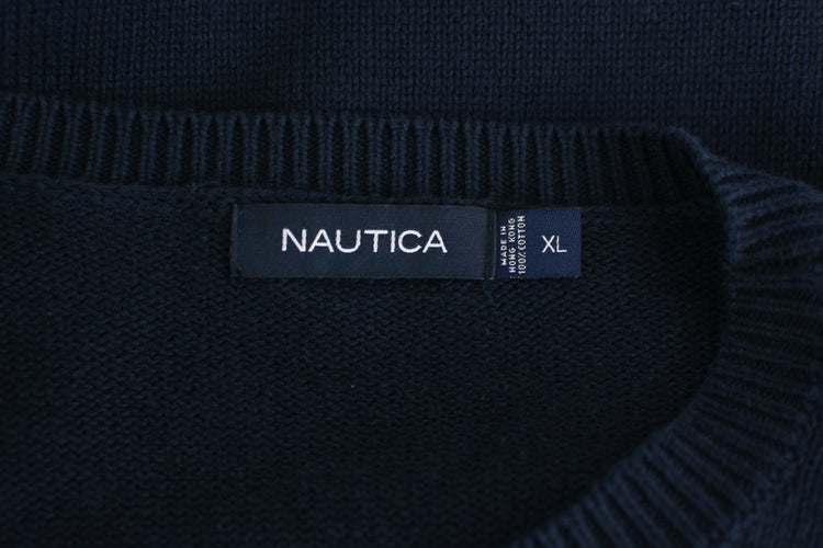 90s Nautica Striped Dark Blue Sweater Men's XL