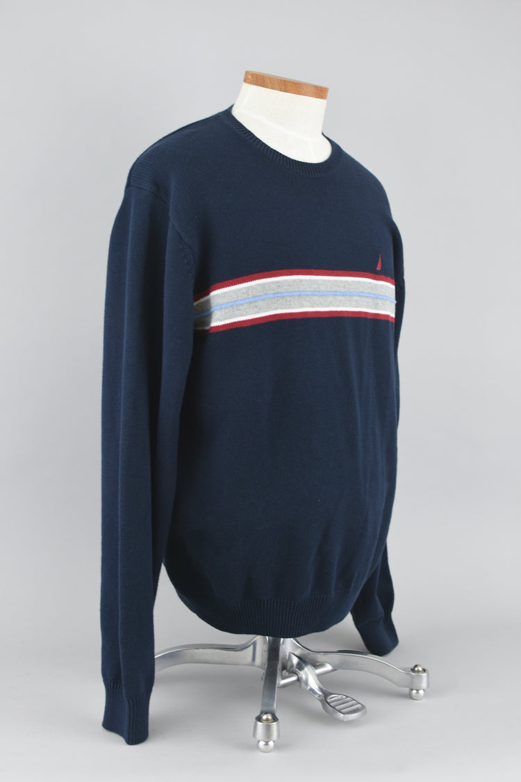 90s Nautica Striped Dark Blue Sweater Men's XL