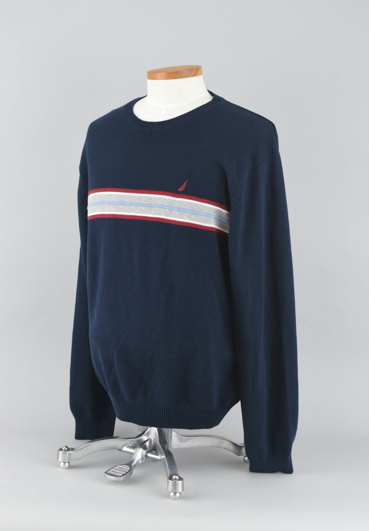 90s Nautica Striped Dark Blue Sweater Men's XL