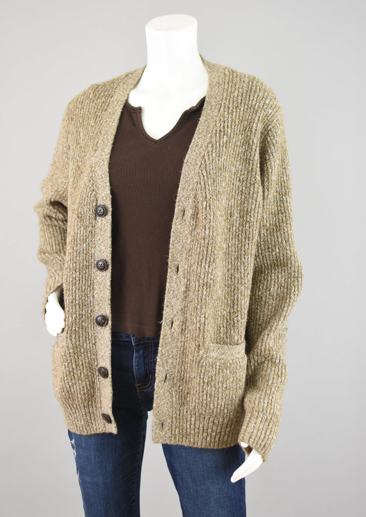 Old Navy Brown Fuzzy Chunky Knit Cardigan Women's Medium