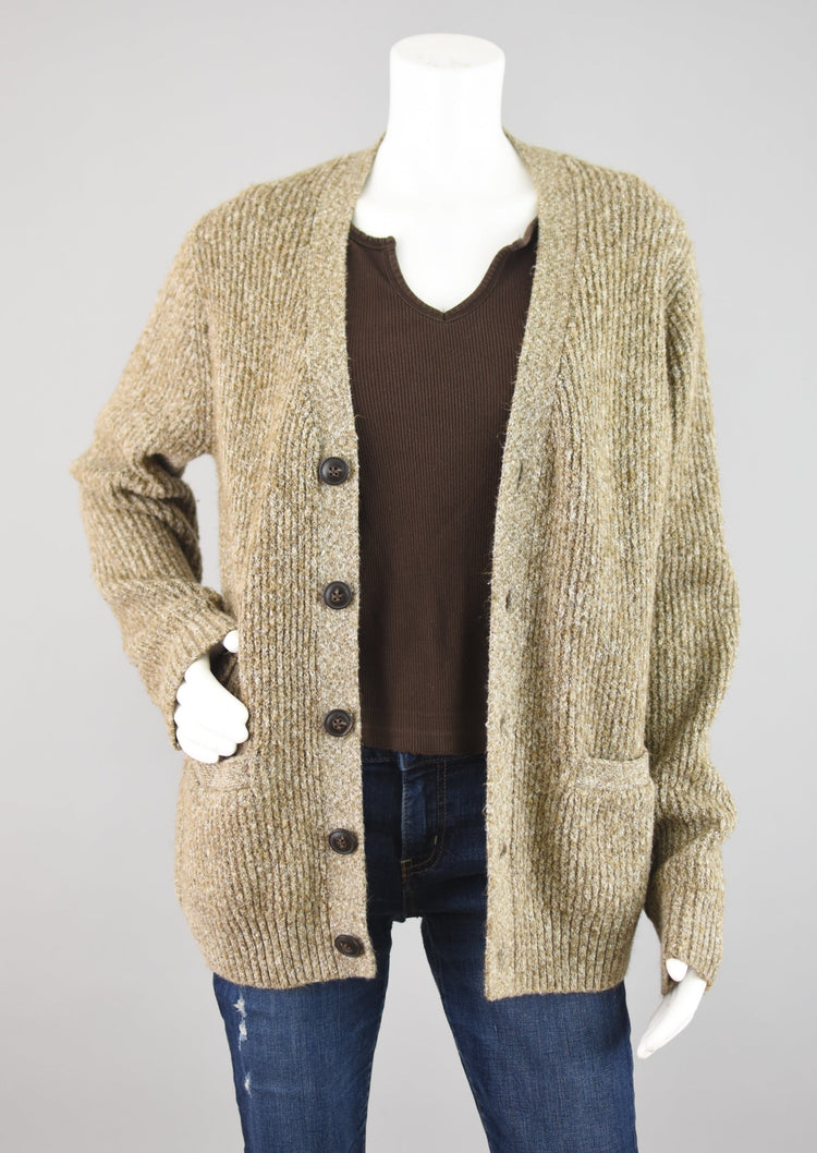 Old Navy Brown Fuzzy Chunky Knit Cardigan Women's Medium