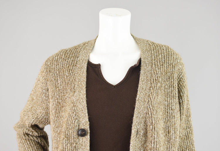 Old Navy Brown Fuzzy Chunky Knit Cardigan Women's Medium