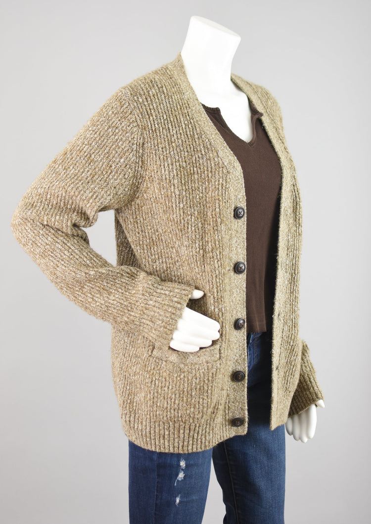 Old Navy Brown Fuzzy Chunky Knit Cardigan Women's Medium