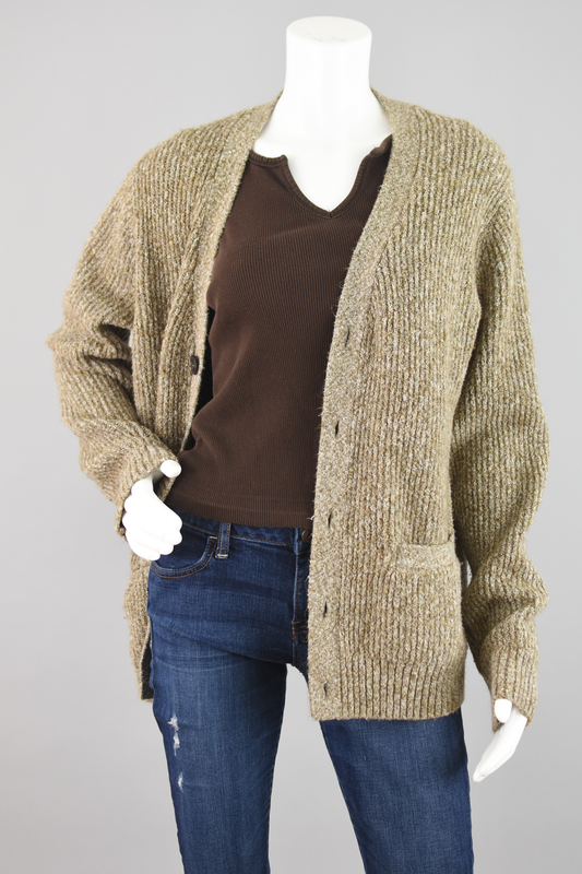 Old Navy Brown Fuzzy Chunky Knit Cardigan Women's Medium