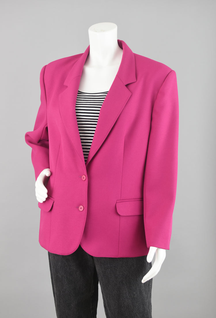 90s Pink Boyfriend Blazer Leslie Fay Plus Size 16