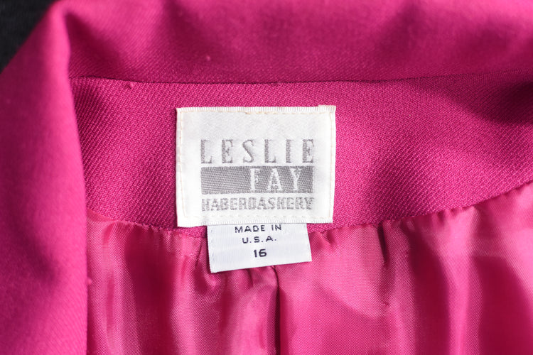 90s Pink Boyfriend Blazer Leslie Fay Plus Size 16