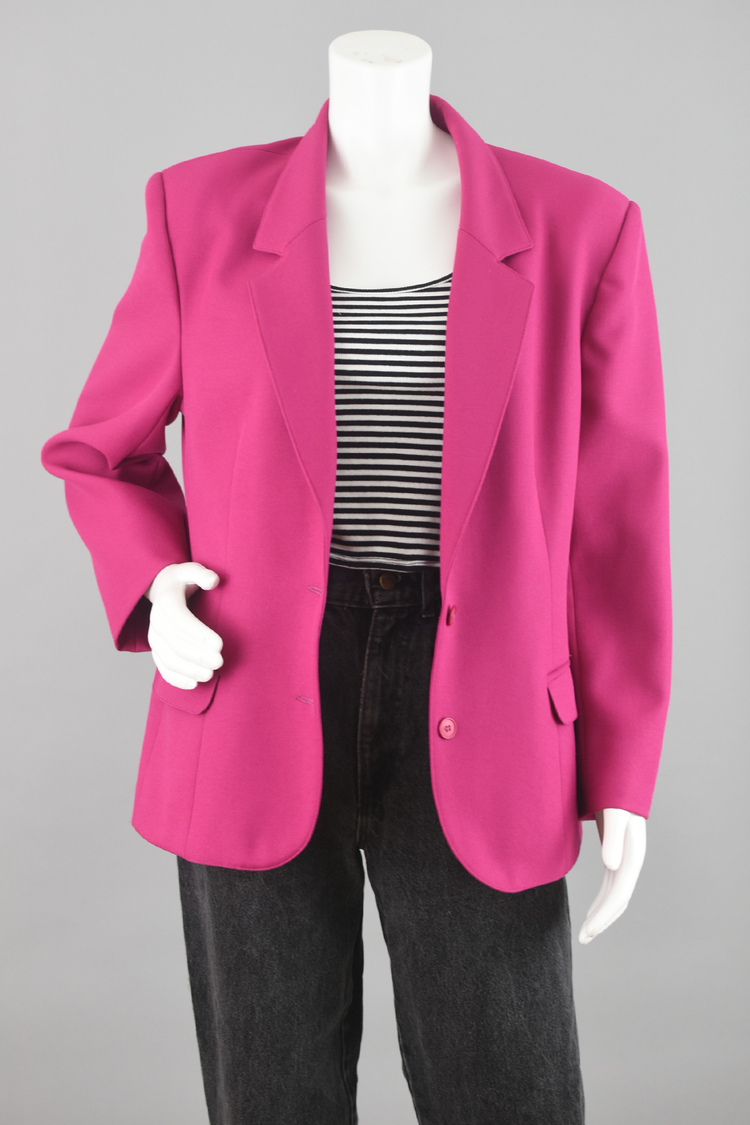 90s Pink Boyfriend Blazer Leslie Fay Plus Size 16