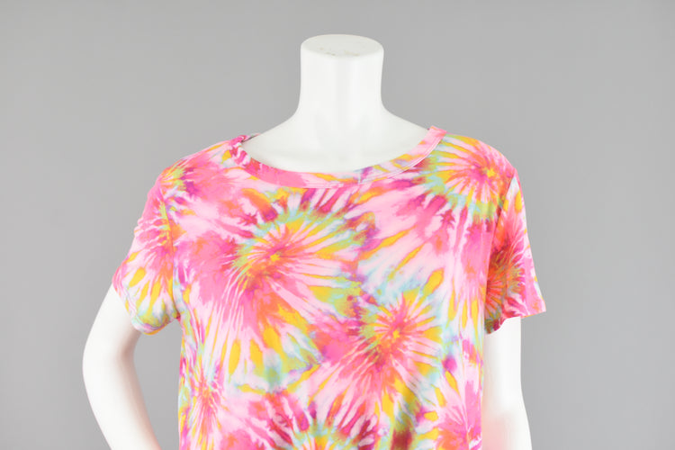 90s Pink Tie Dye Tied Waist T-Shirt Women's XL, Size 16-18