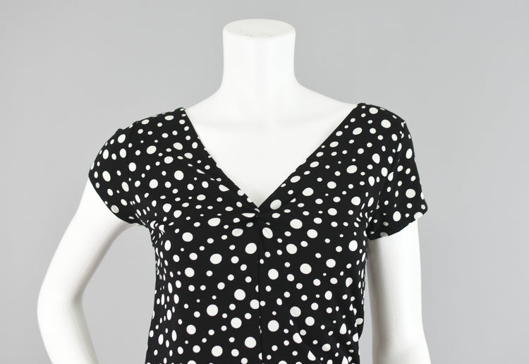 90s Black & White Polkadot Top Women's Petite P Size 0 - 2