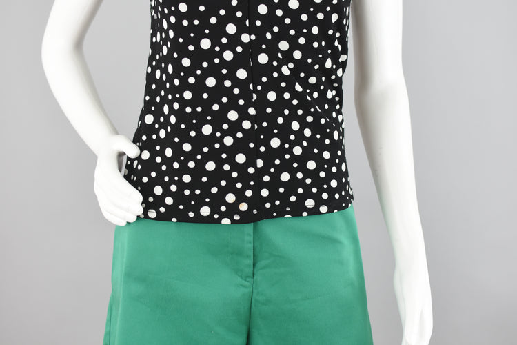 90s Black & White Polkadot Top Women's Petite P Size 0 - 2