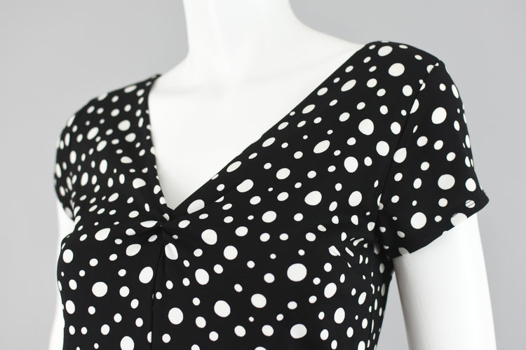 90s Black & White Polkadot Top Women's Petite P Size 0 - 2