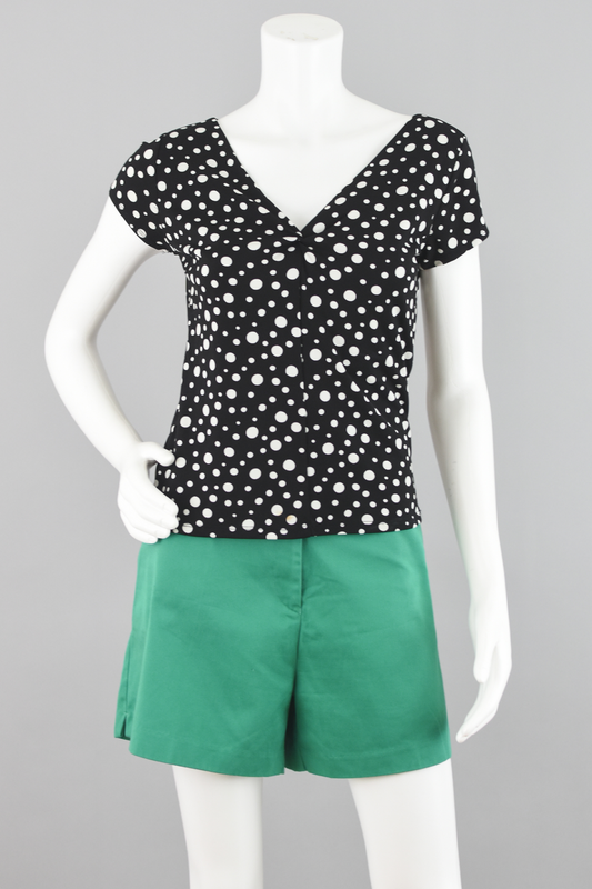 90s Black & White Polkadot Top Women's Petite P Size 0 - 2