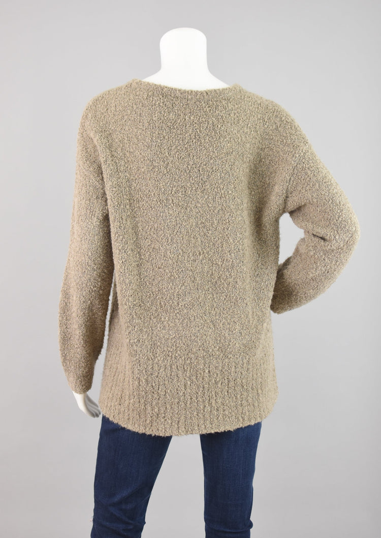 Pure J.Jill Brown Fuzzy Wool Blend Long Length Sweater Women's Small