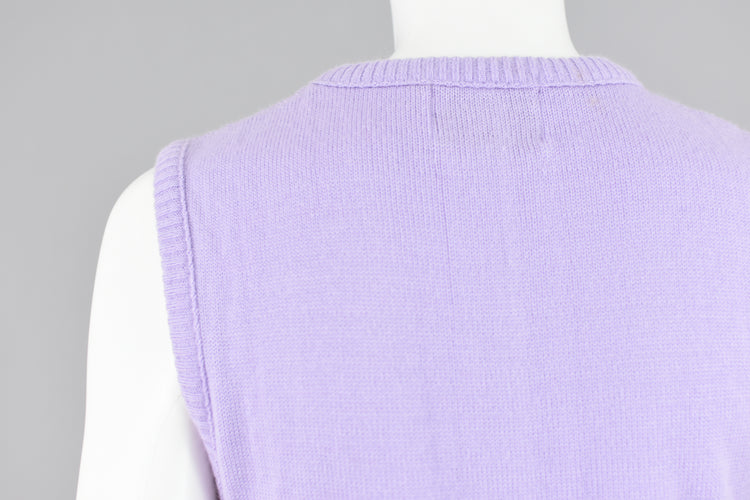 Vintage Pastel Lilac Purple Eyelet Knit Sweater Vest Women’s XS - Small