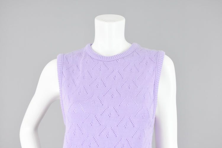 Vintage Pastel Lilac Purple Eyelet Knit Sweater Vest Women’s XS - Small