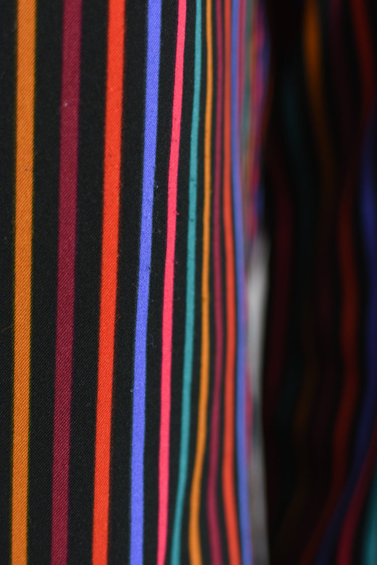 70s Rainbow Striped Polyester Blouse Women's Size 10